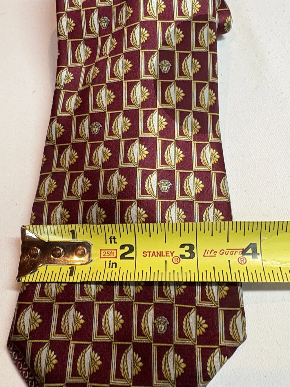 Versace Burgundy and Gold patterned Silk Tie